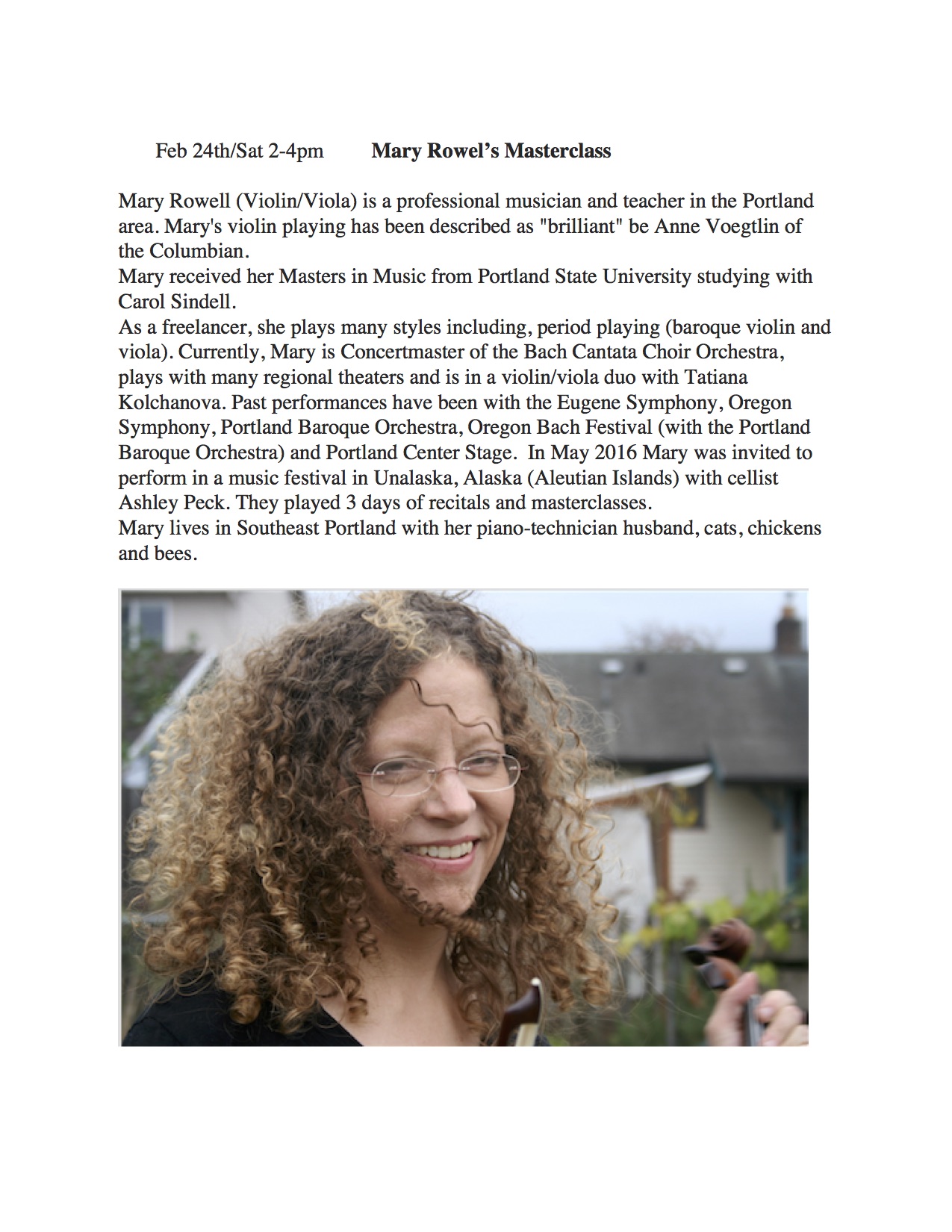 Mary Rowell's masterclass